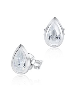 CZ Raindrop Shaped Silver Ear Stud STS-3254